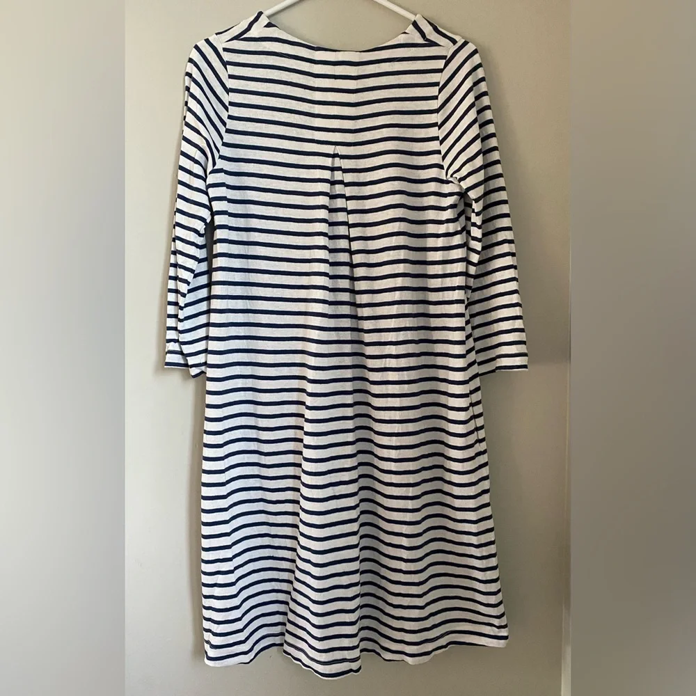 Two Danes Hemp Cotton Striped Blue & White Coastal Dress Size XS Cottagecore - Picture 9 of 11
